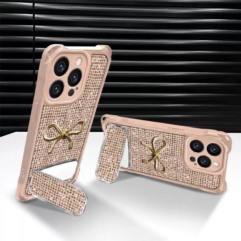 Sparkling Bow Portable Mirror Phone Case