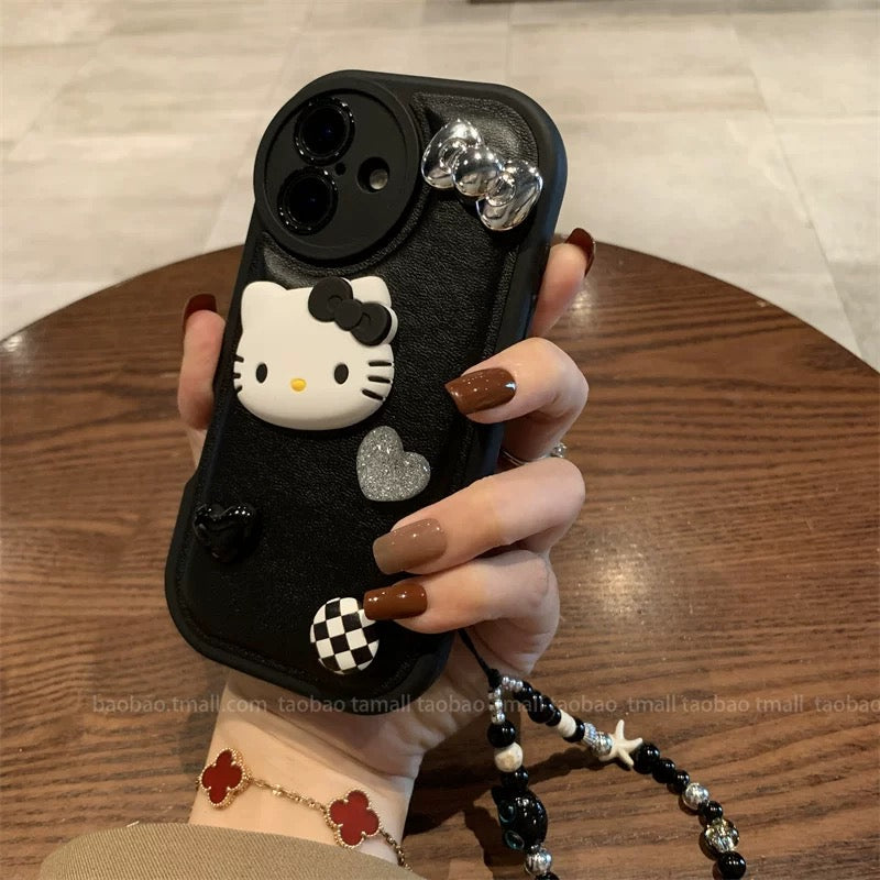 Heart-shaped Kitty Cat Chain Phone Case