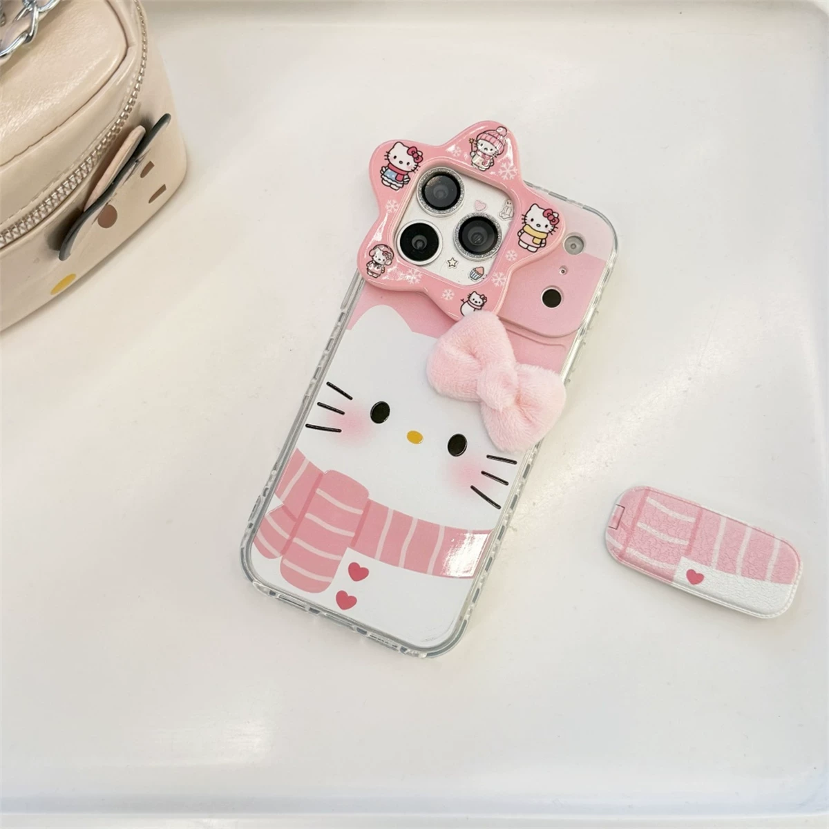 Cute 3D bow scarf Kitty phone case