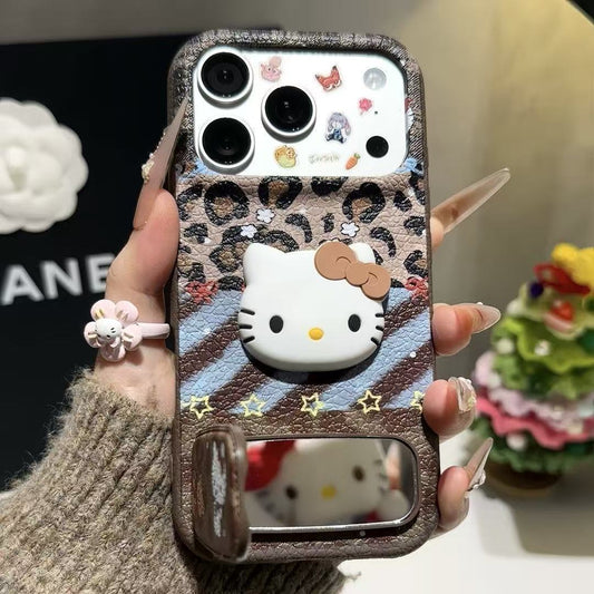 Leopard Print Kitty stand Phone Case