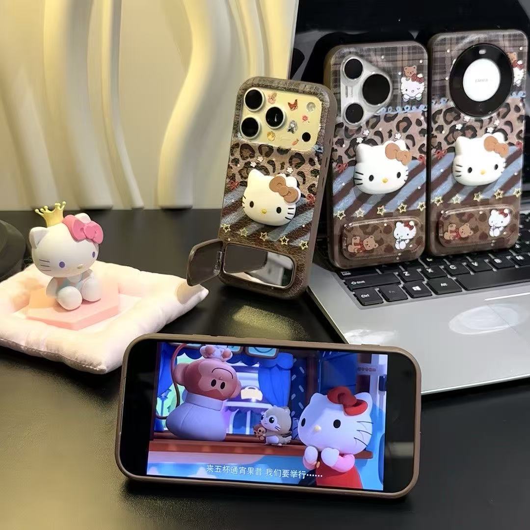 Leopard Print Kitty stand Phone Case