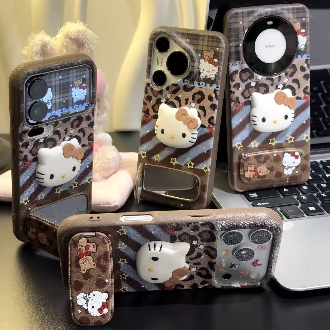 Leopard Print Kitty stand Phone Case