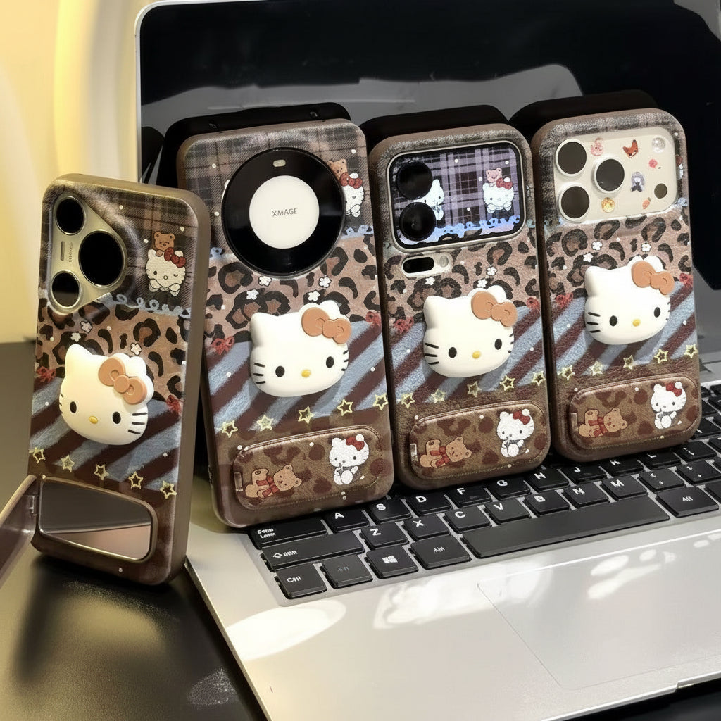 Leopard Print Kitty stand Phone Case