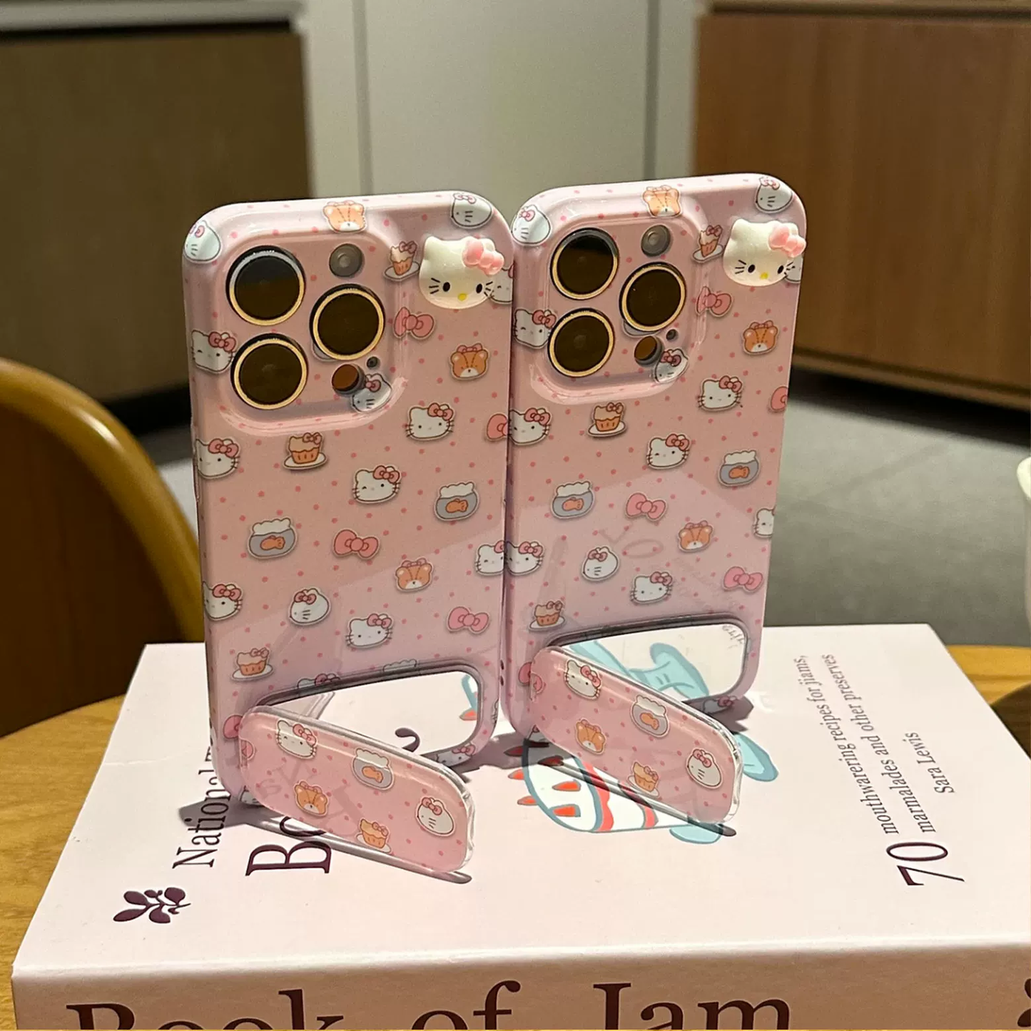 Pink polka dot Kitty cat phone case
