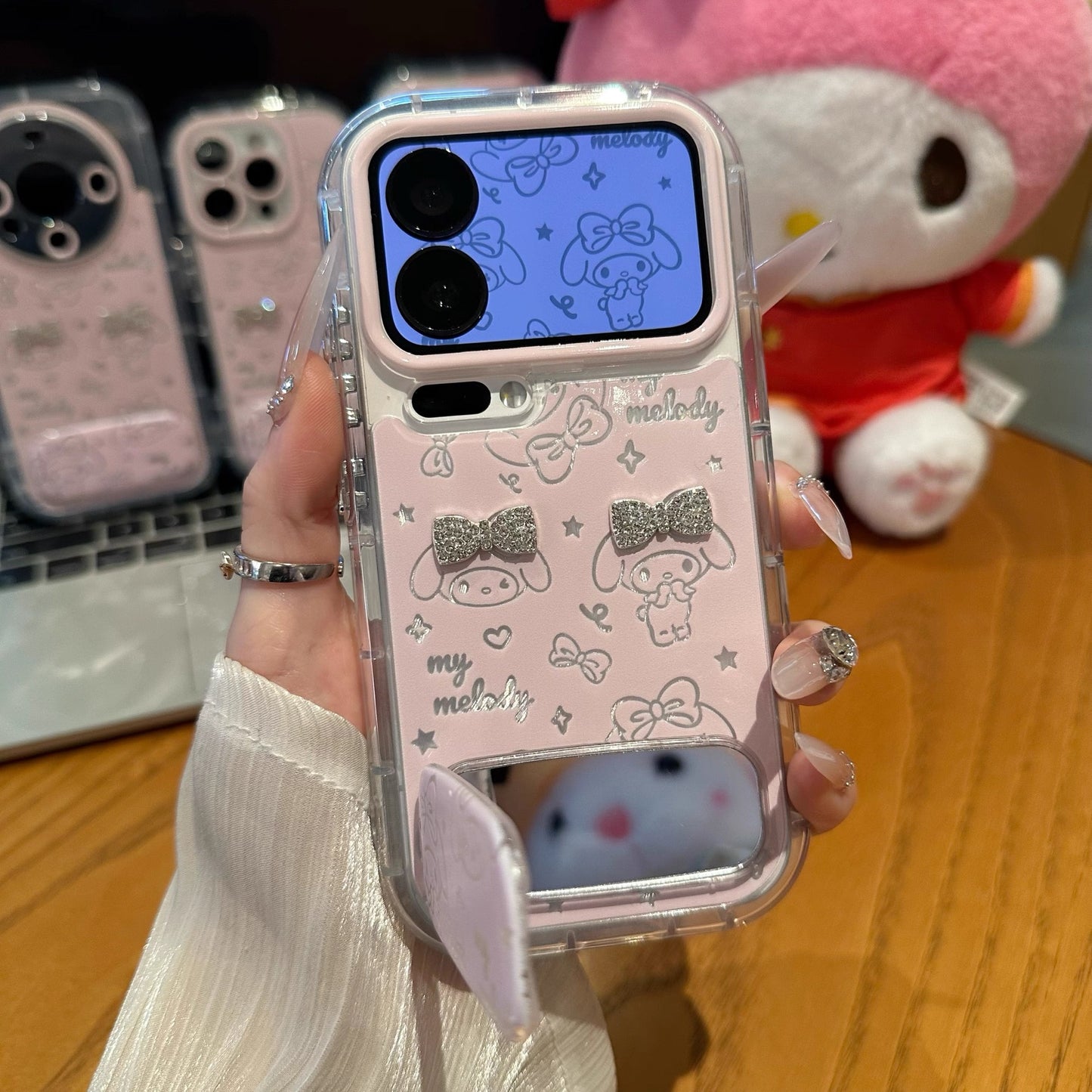 Pink My Melody Portable Mirror Phone Case
