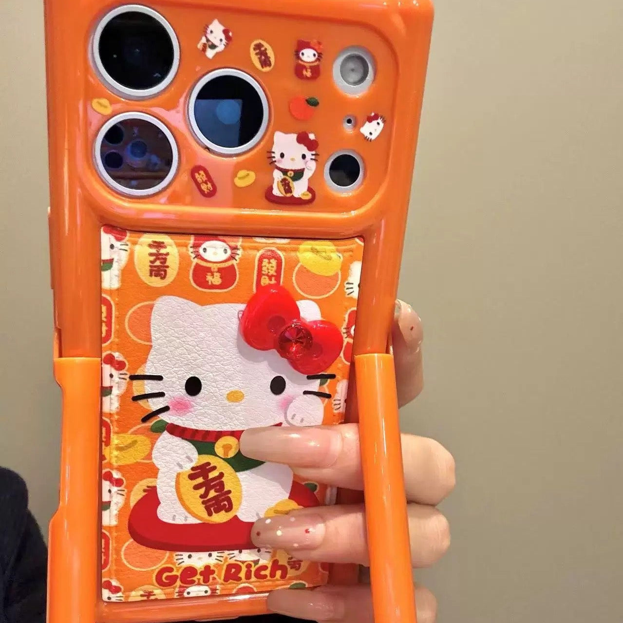Cute Cream-Style Miffy & Cat Phone Case with Stand