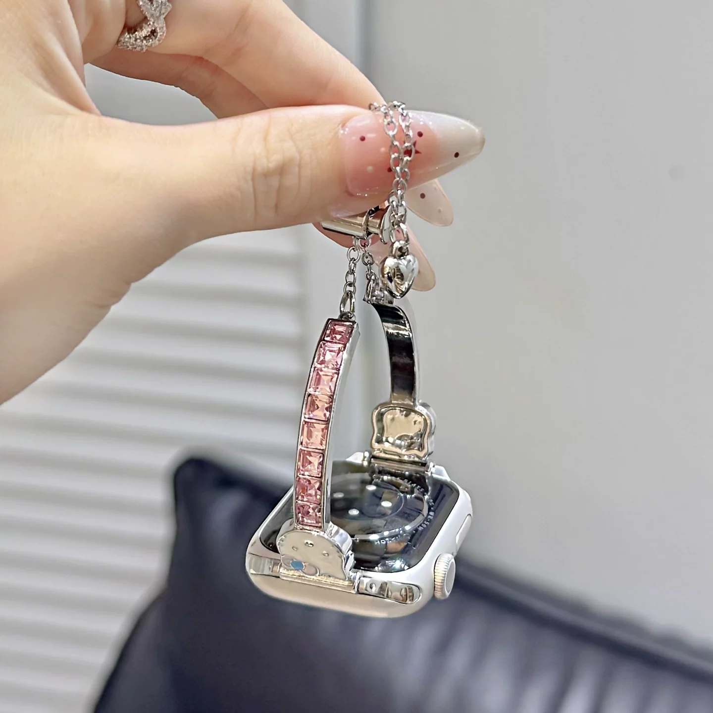 Hello Kitty-style rhinestone bracelet-style watch strap
