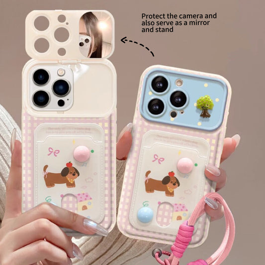 Cute Puppy Card Holder Flip Phone Case