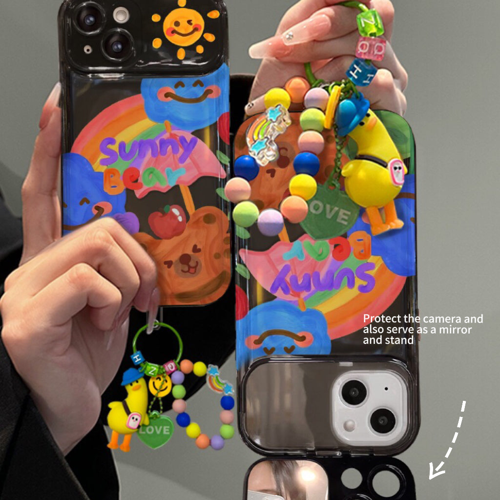 Graffiti Bear Rainbow Duck Flip Phone Case