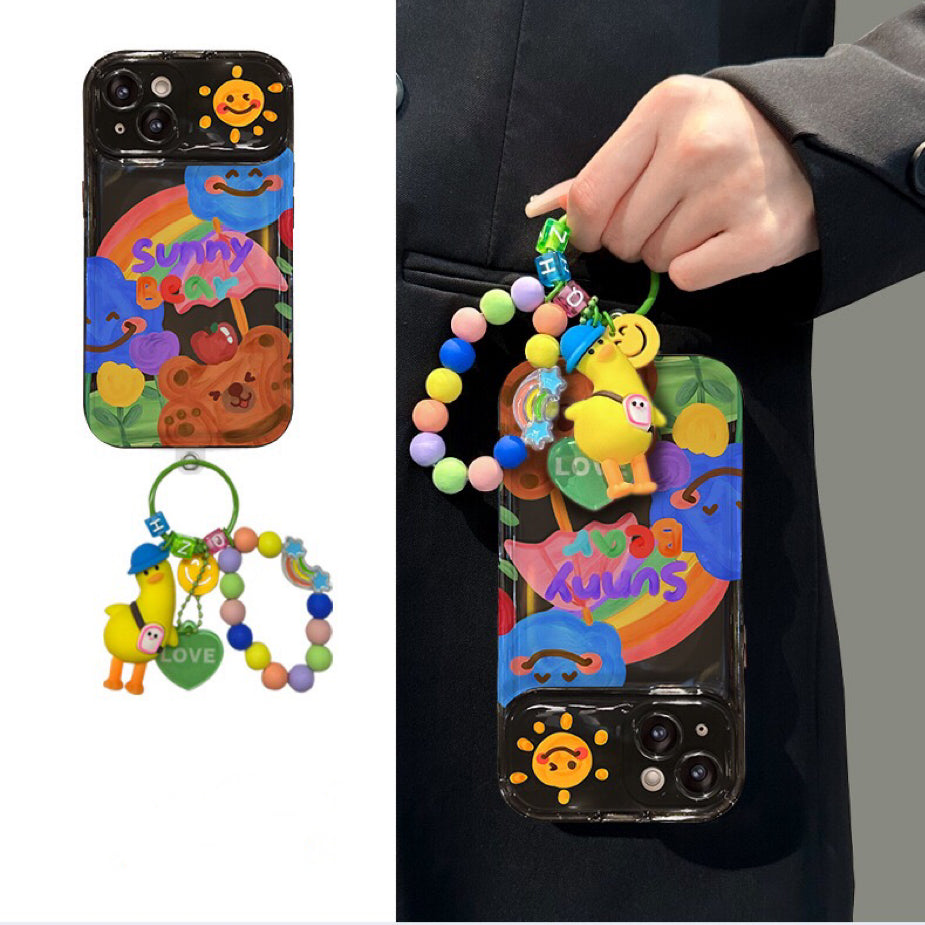 Graffiti Bear Rainbow Duck Flip Phone Case