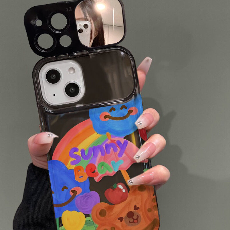 Graffiti Bear Rainbow Duck Flip Phone Case