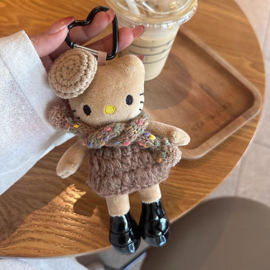 Black long-legged Kitty plush keychain