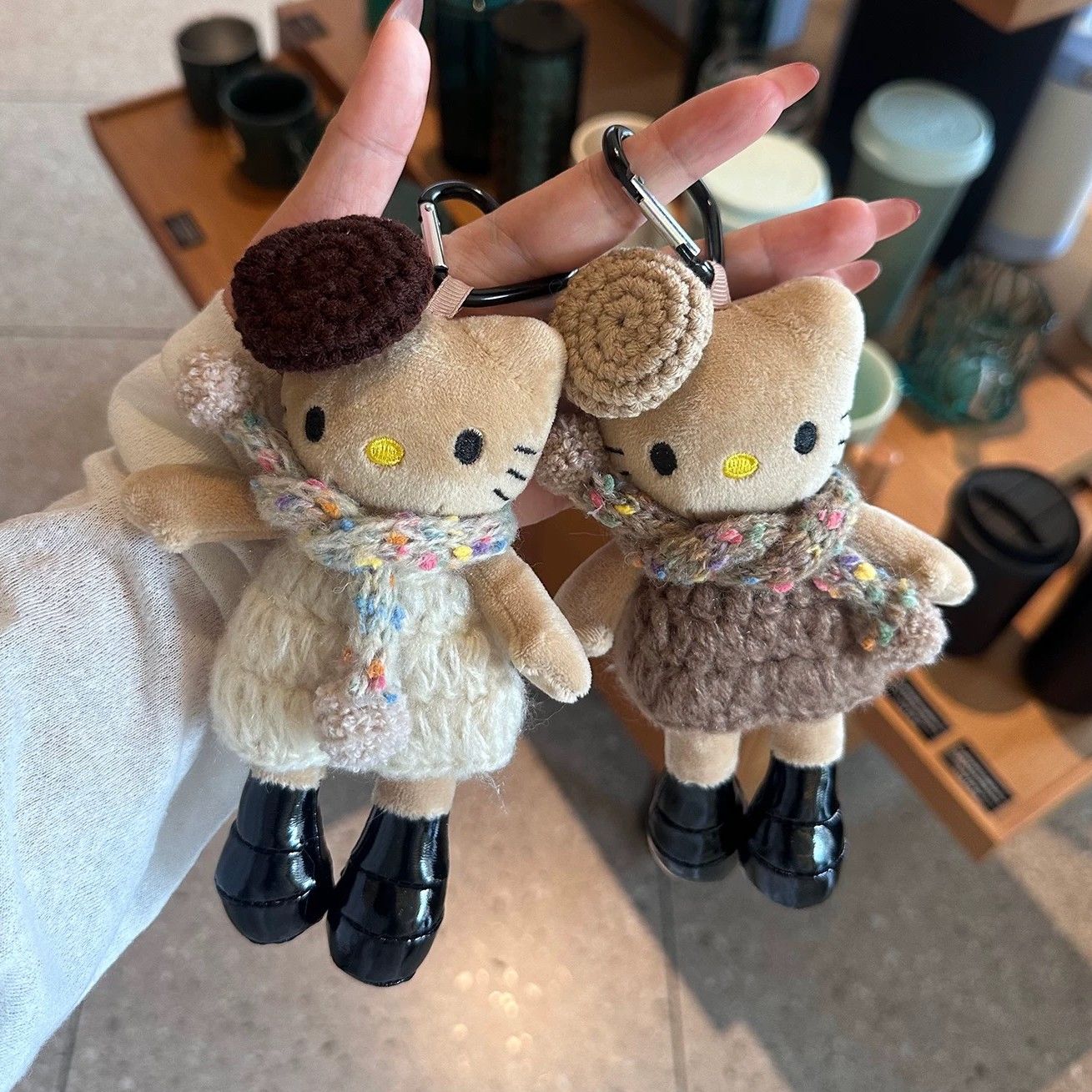 Black long-legged Kitty plush keychain