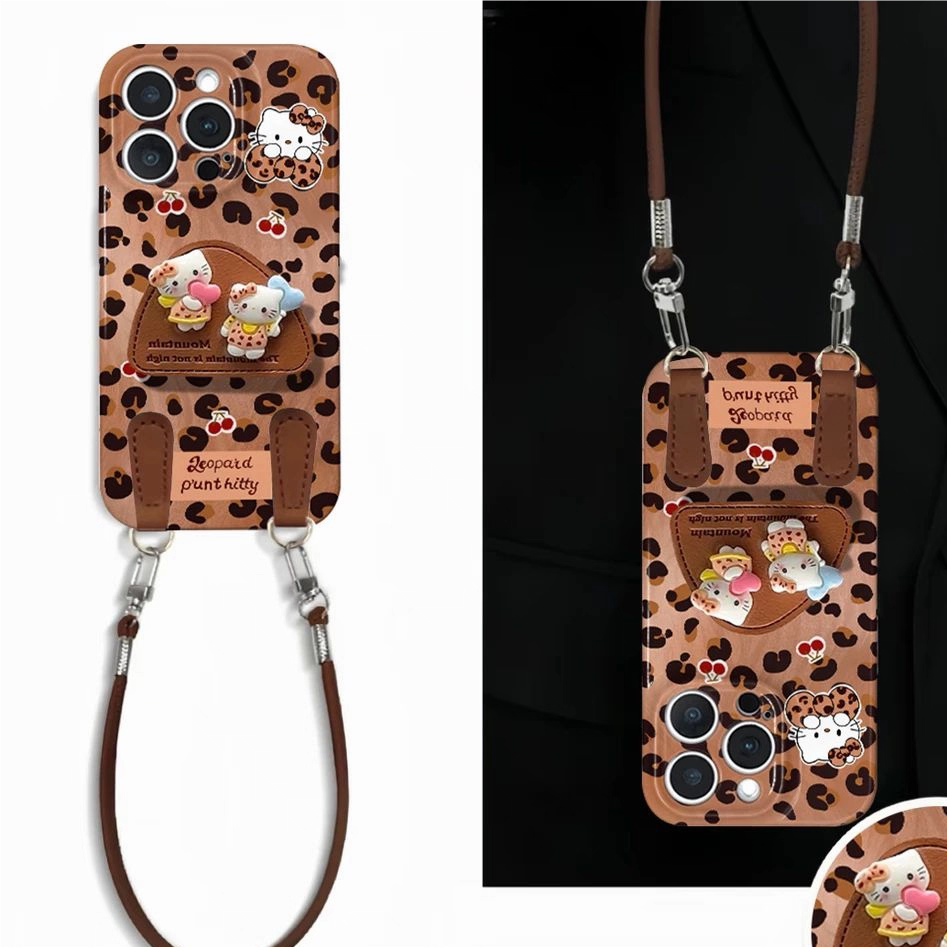 Leopard print Kitty phone stand case