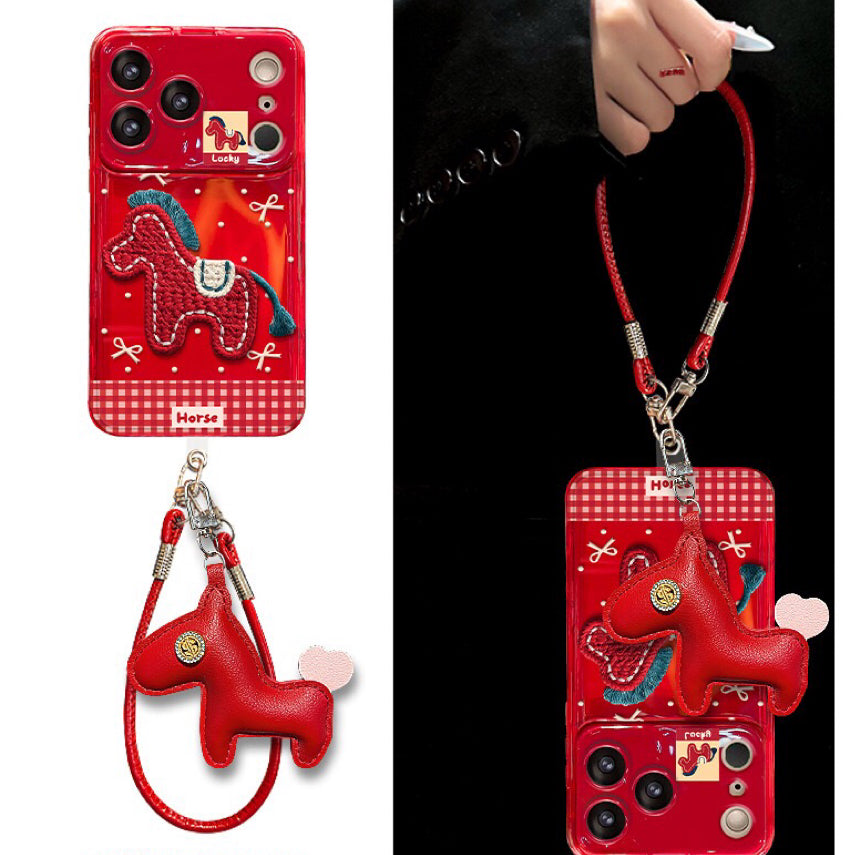 Plush pony flip phone case