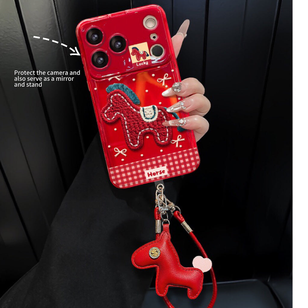 Plush pony flip phone case