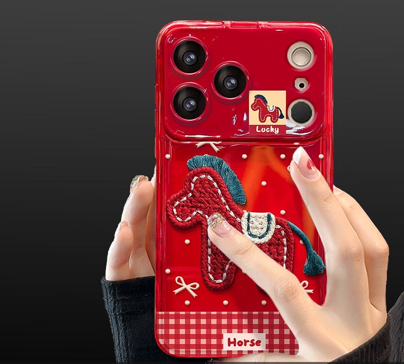 Plush pony flip phone case