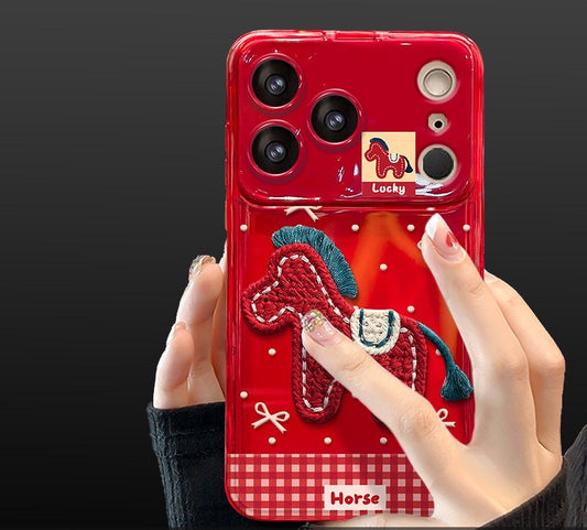 Plush pony flip phone case