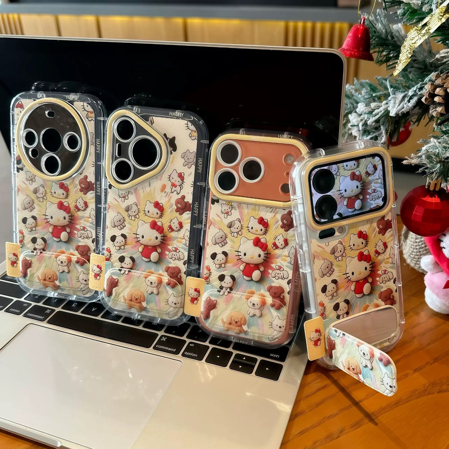 Fireworks Kitty mirror phone case with stand