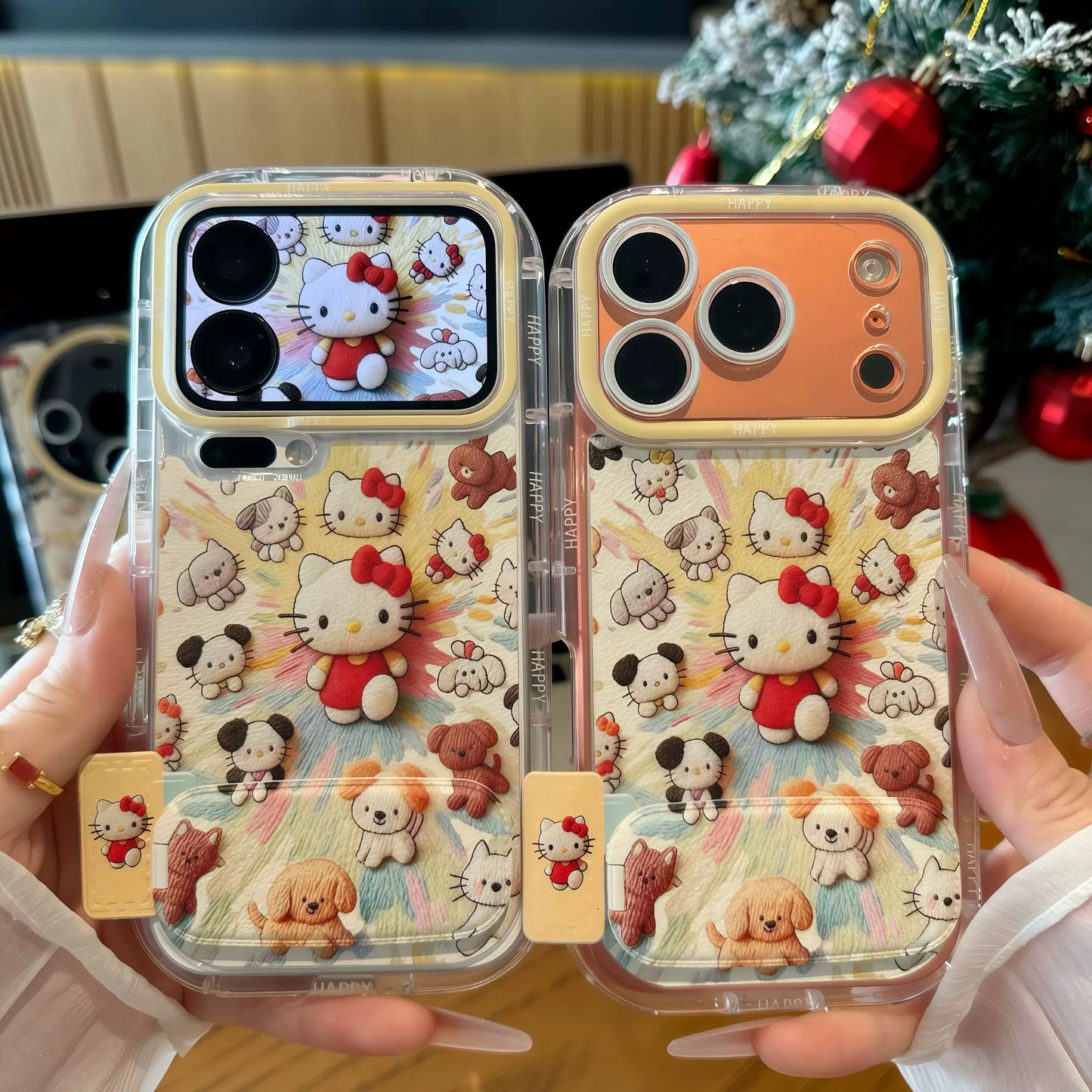 Fireworks Kitty mirror phone case with stand