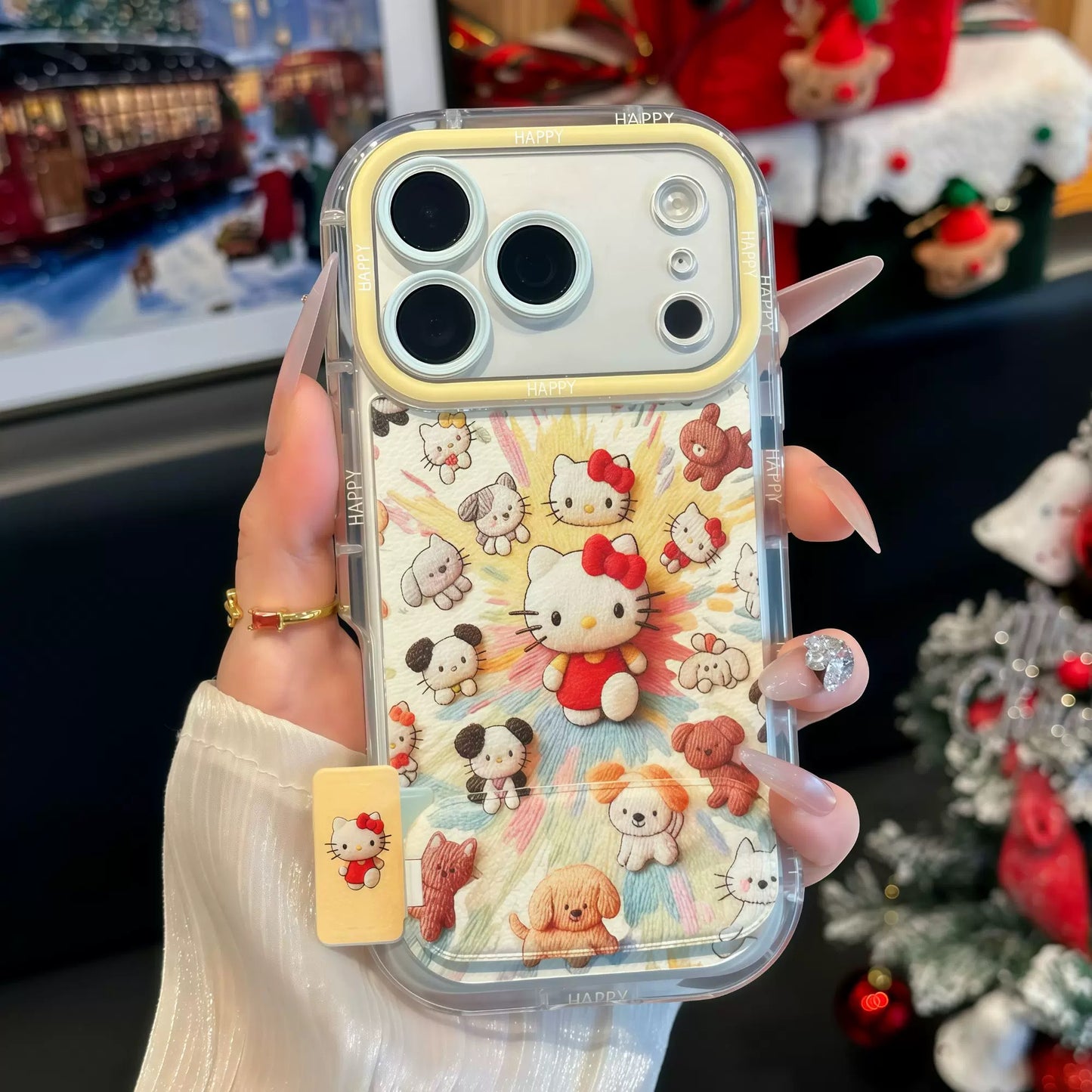 Fireworks Kitty mirror phone case with stand