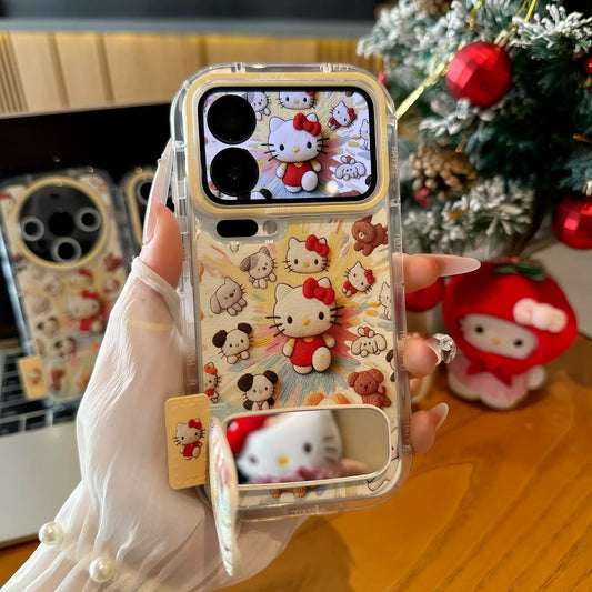 Fireworks Kitty mirror phone case with stand