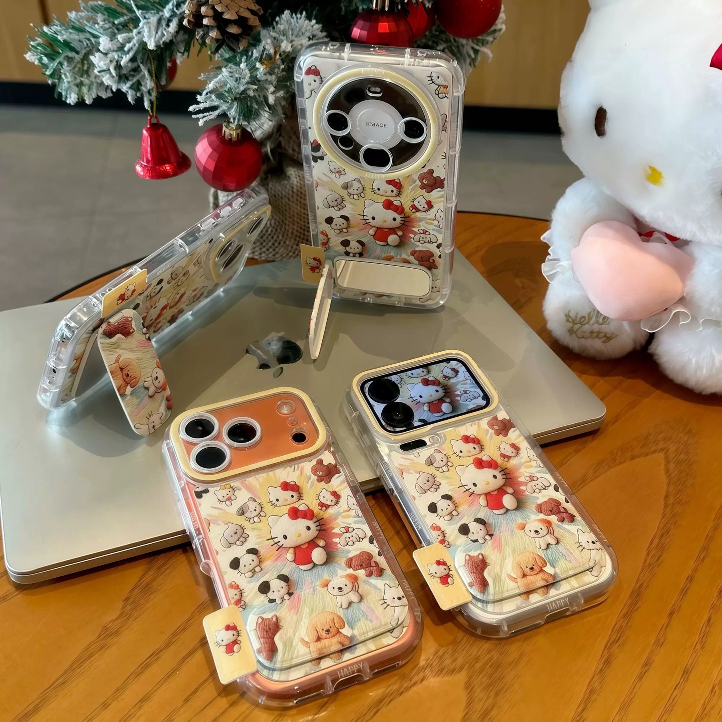 Fireworks Kitty mirror phone case with stand