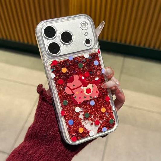 Colorful polka dot quicksand pony phone case