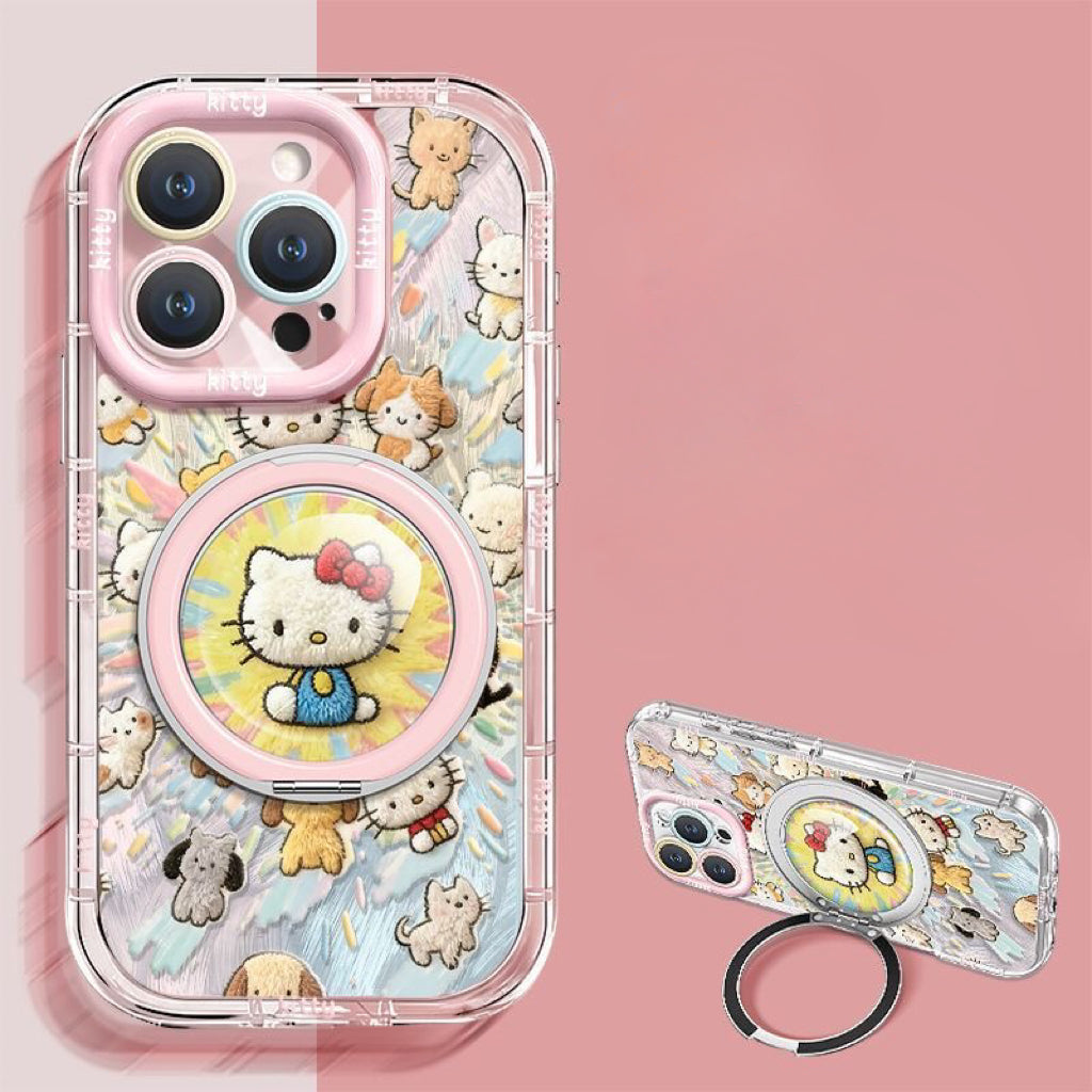 Colorful Hello Kitty Rotating Stand Phone Case