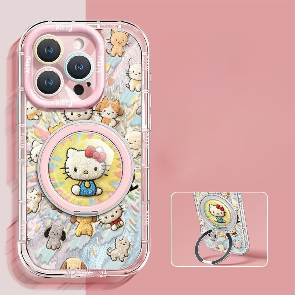 Colorful Hello Kitty Rotating Stand Phone Case