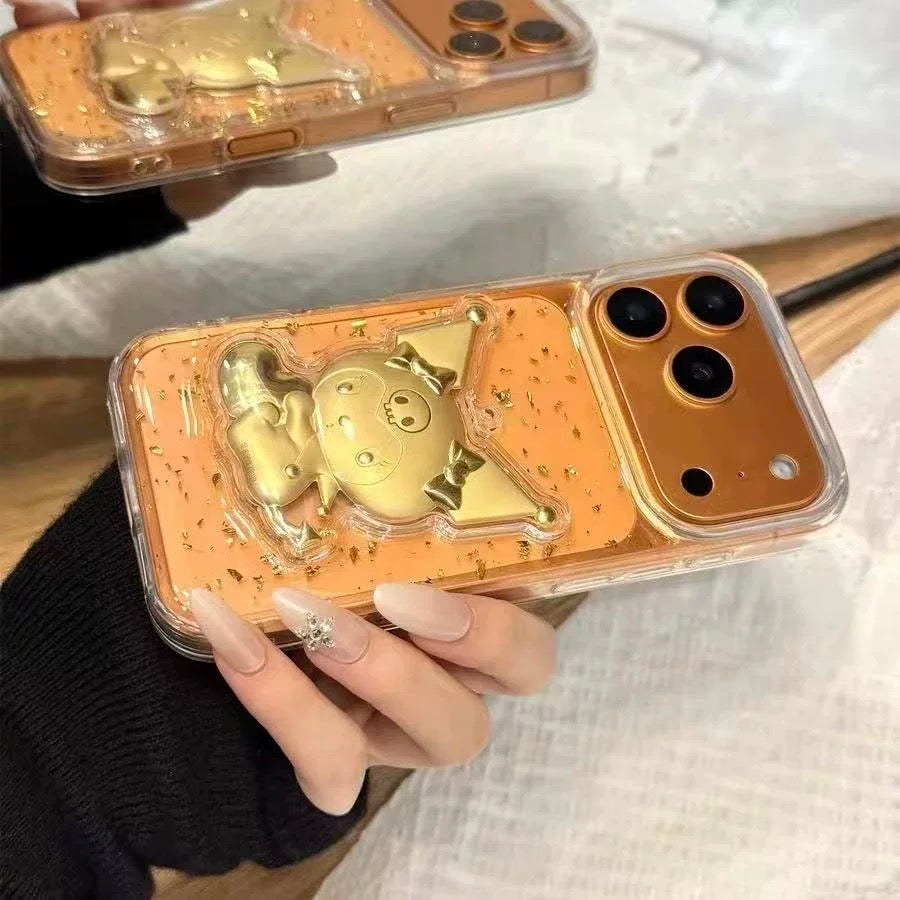 Transparent gold foil lucky HT cat phone case