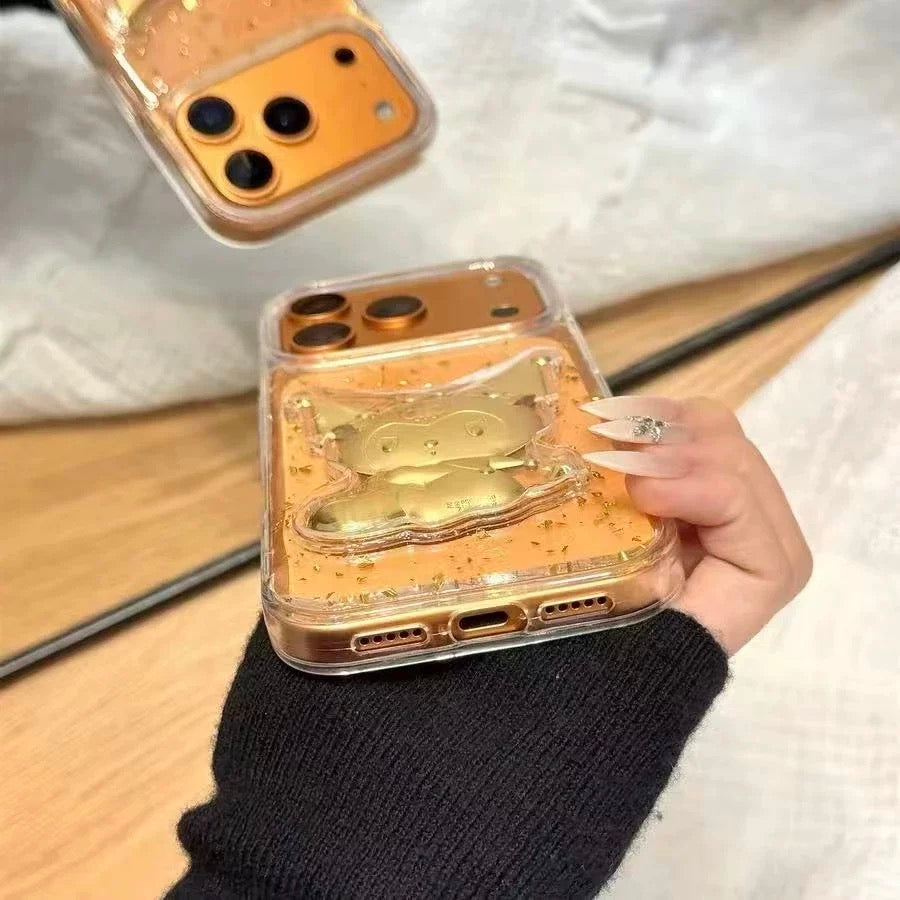 Transparent gold foil lucky HT cat phone case