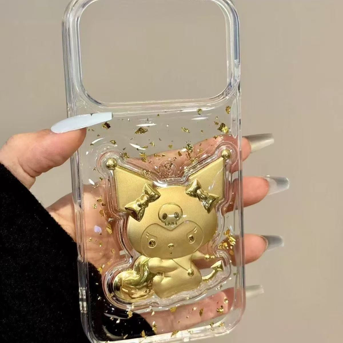 Transparent gold foil lucky HT cat phone case