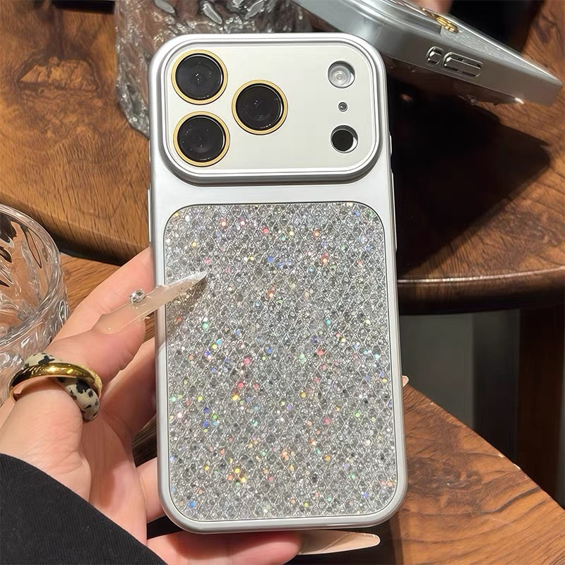 Chanel-style rhinestone phone case