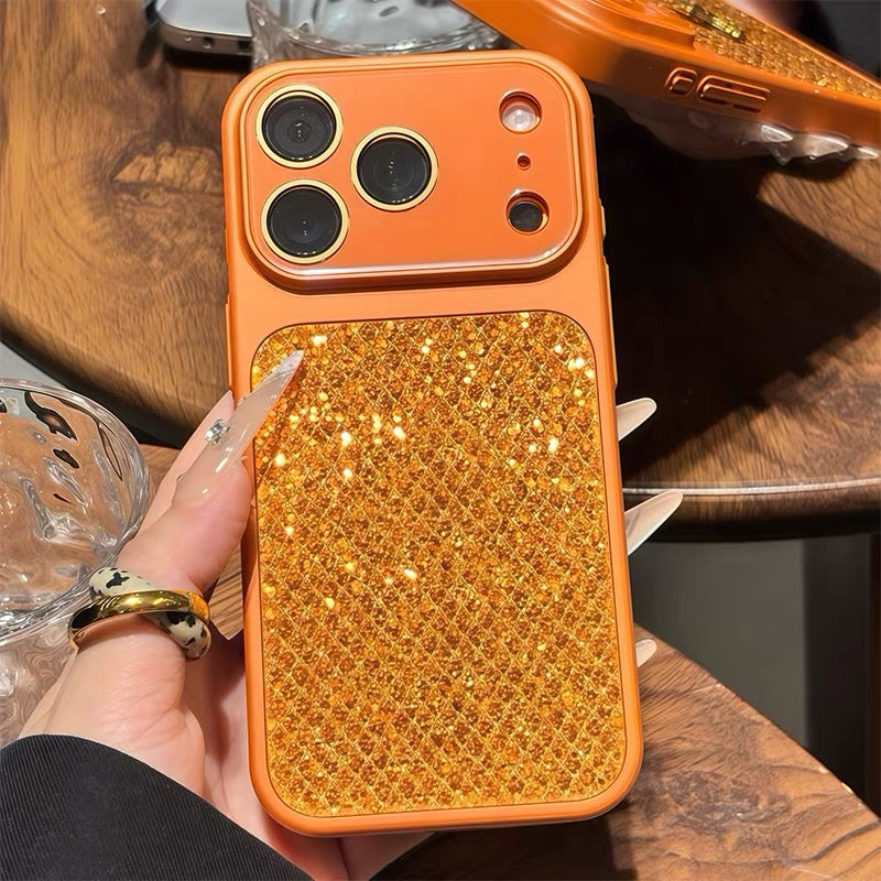 Chanel-style rhinestone phone case