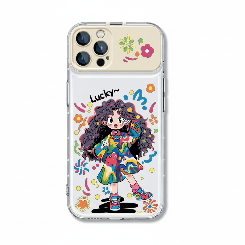 塗鴉女孩翻蓋鏡面手機殼