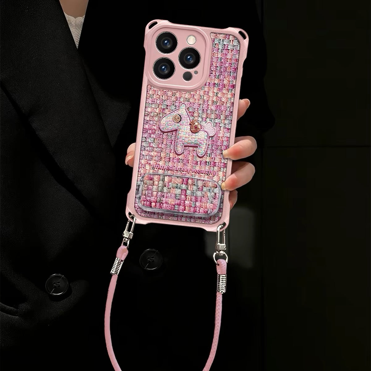粉紅色編織小馬手機殼