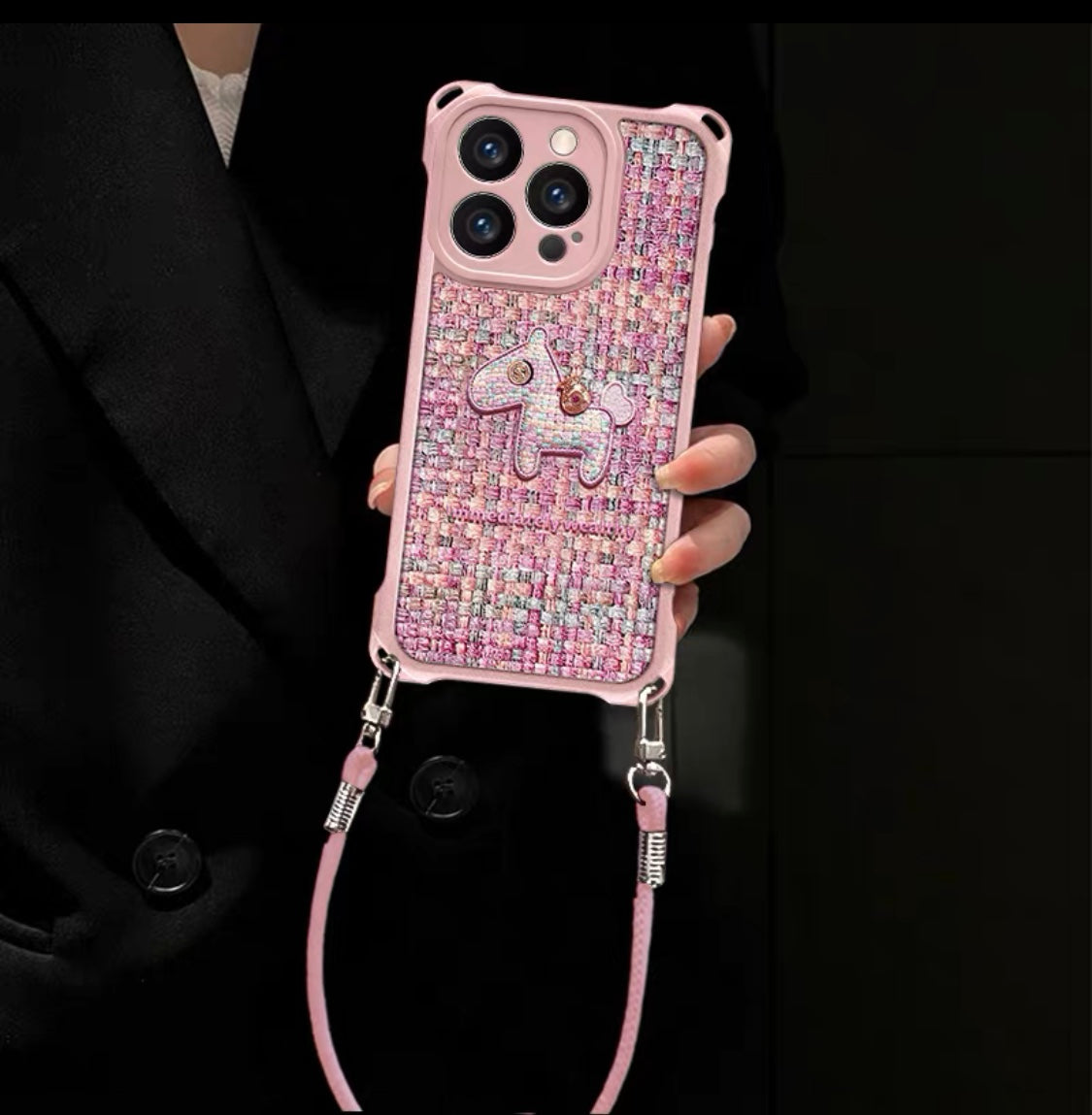 粉紅色編織小馬手機殼