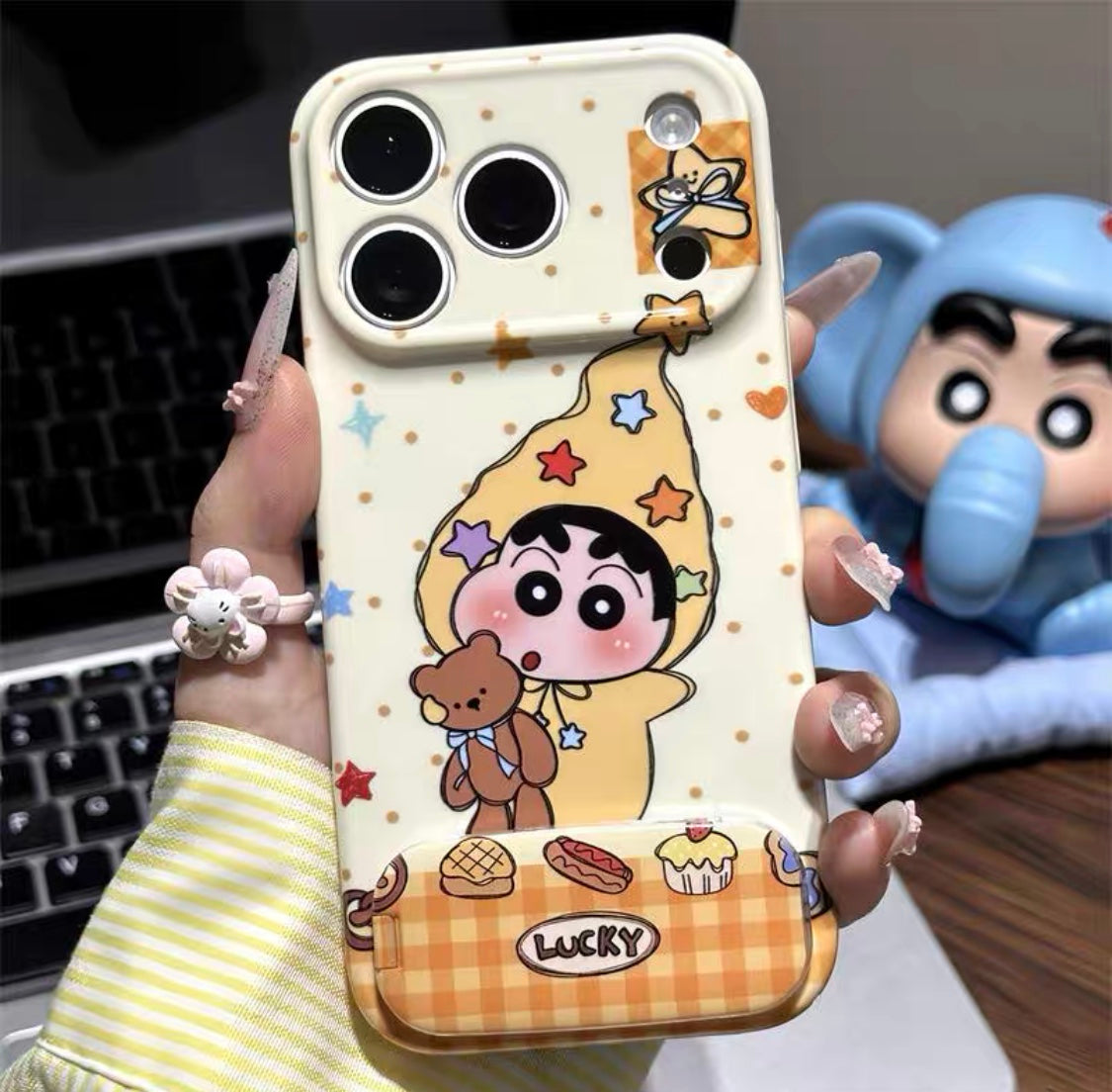 卡通HT+蜡笔小新镜面支架手机壳