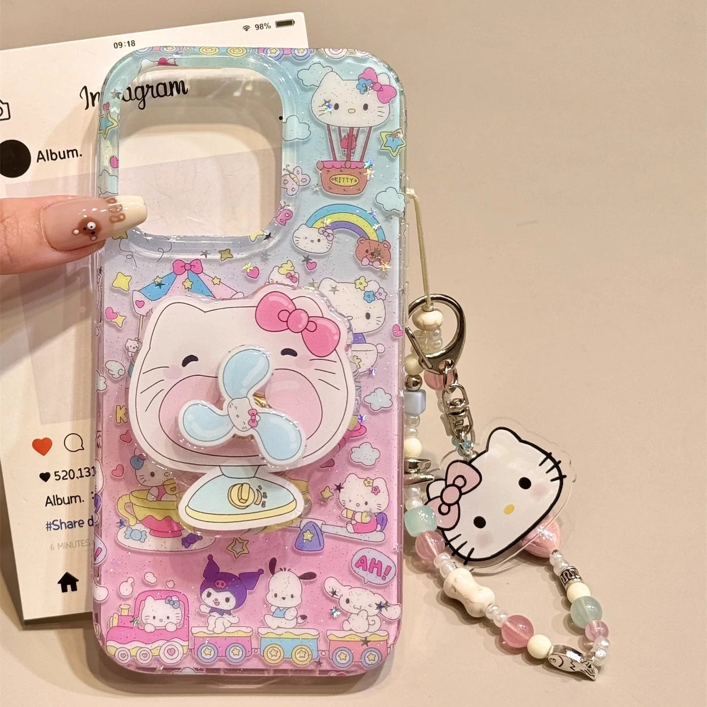 Cat-Themed Phone Case with Mini Fan Stand