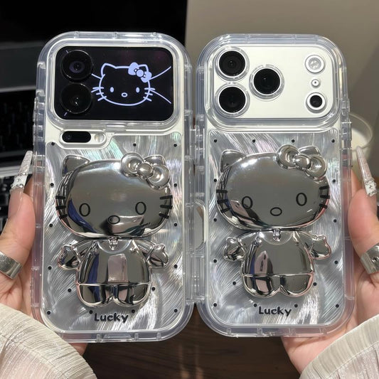 Polka-Dot Hello Kitty Phone Case with Mirror and Stand