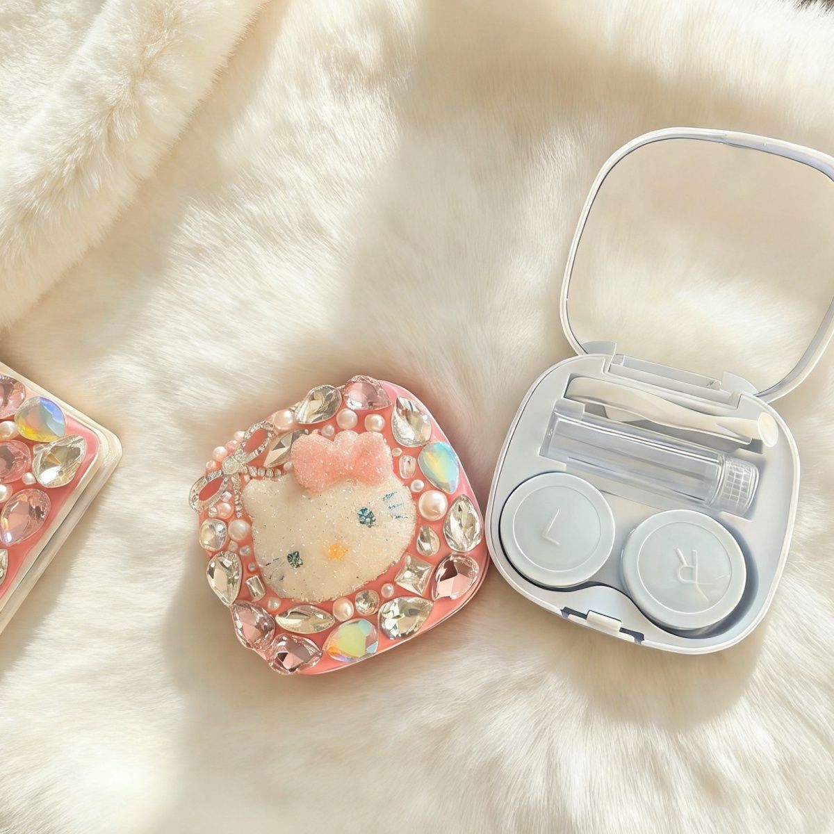 Full-Rhinestone Hello Kitty Contact Lens Case