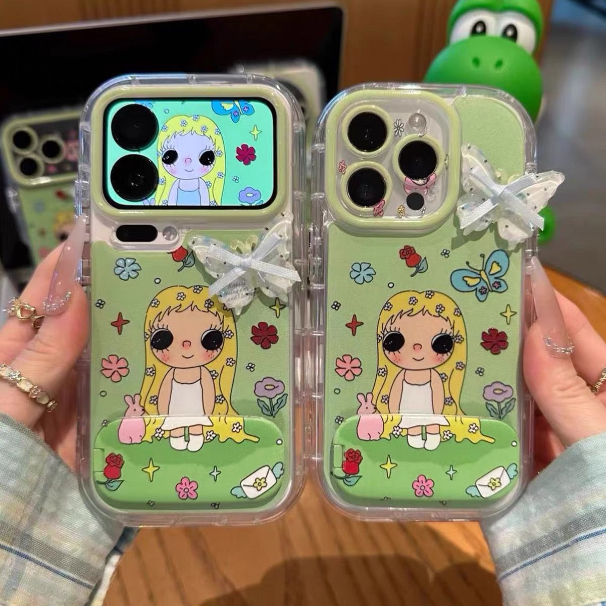 3D Butterfly & Flower Mirror Stand Phone Case