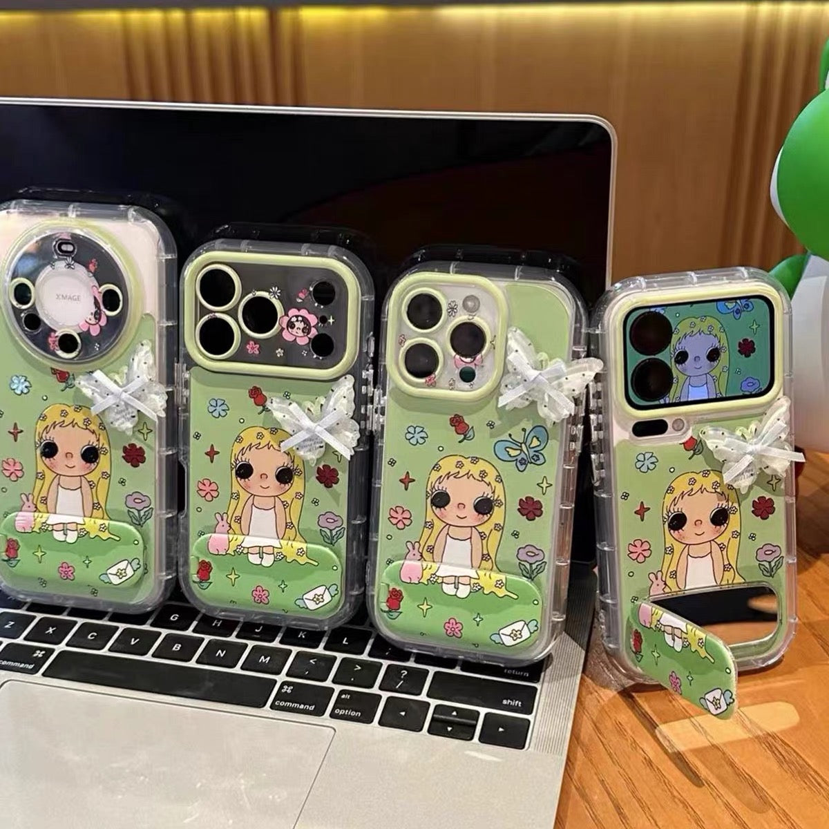3D Butterfly & Flower Mirror Stand Phone Case