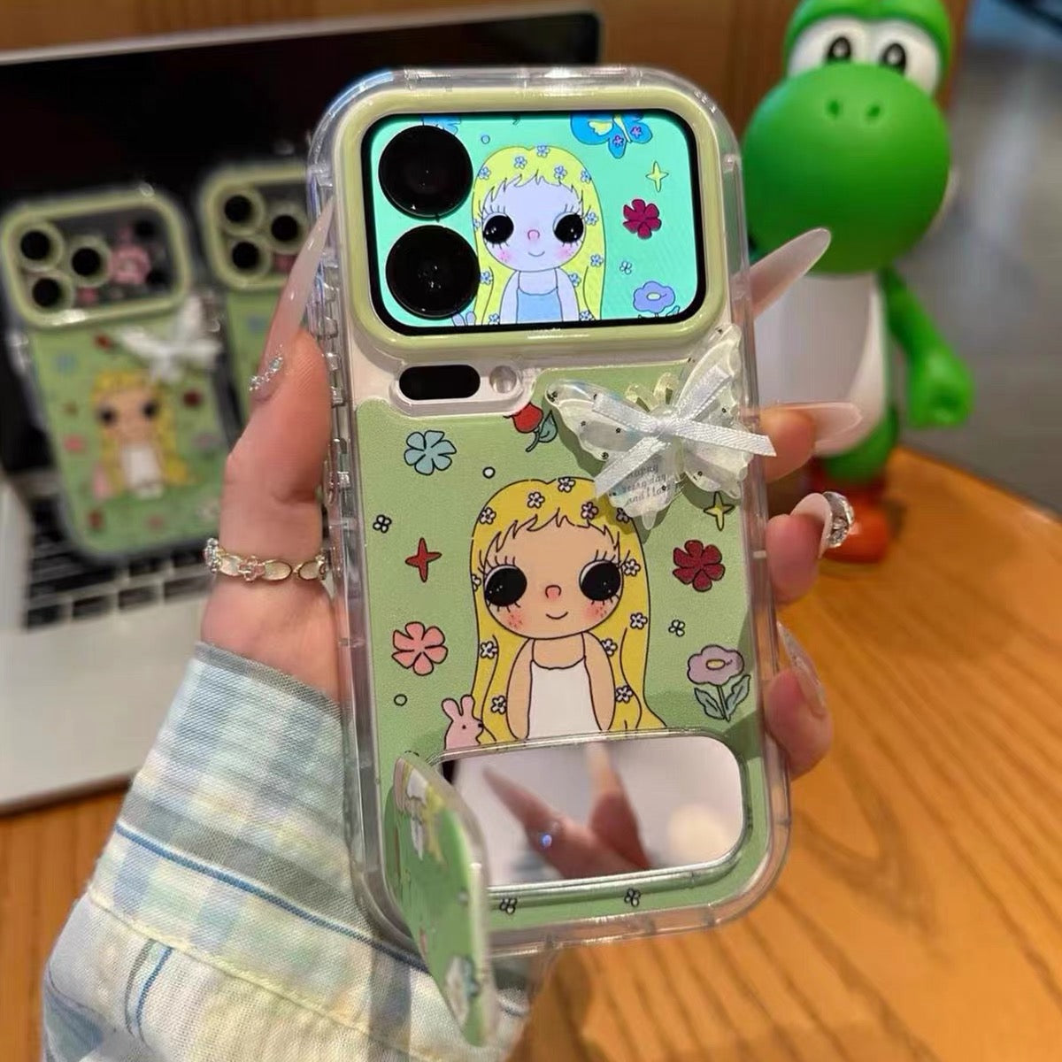 3D Butterfly & Flower Mirror Stand Phone Case