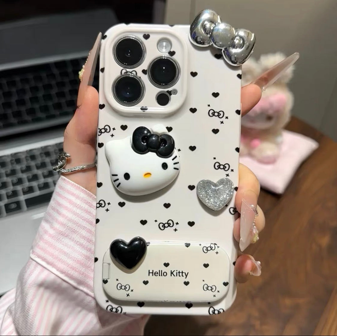 3D Bow KT Mirror Stand Phone Case