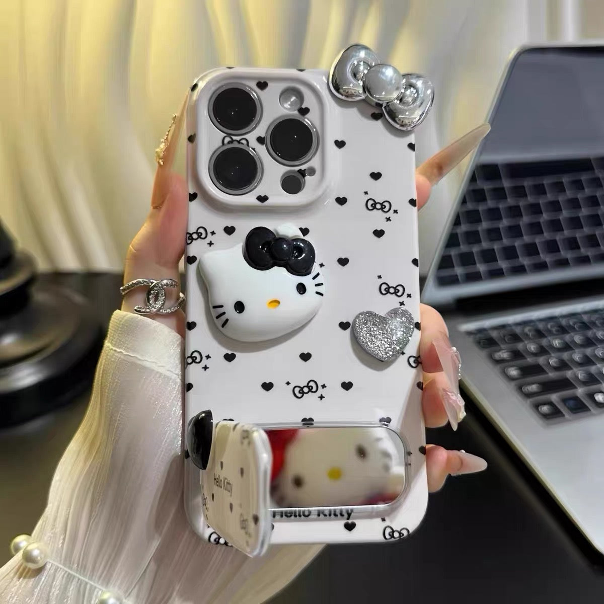 3D Bow KT Mirror Stand Phone Case