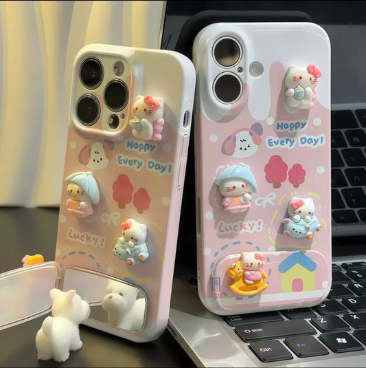 3D Kityy Mirror Stand Phone Case