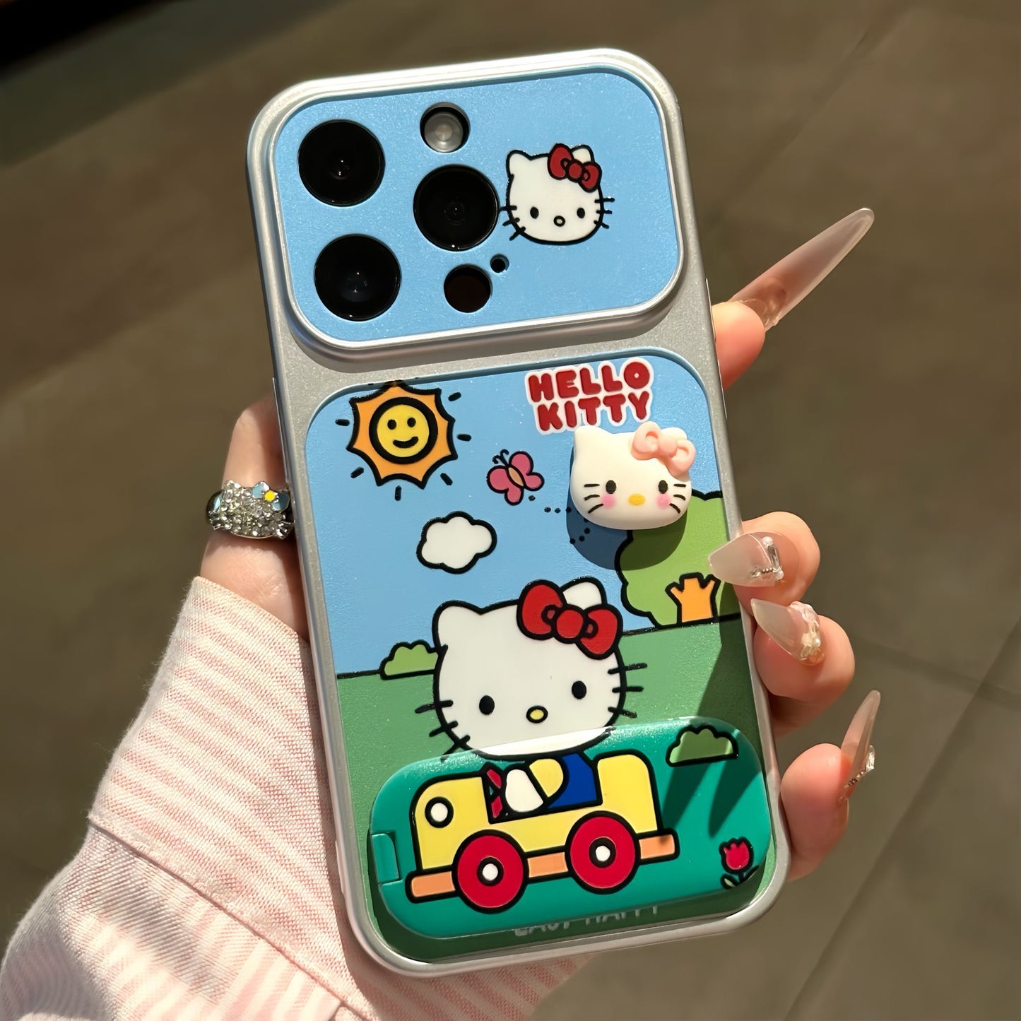 3D Kitty Mirror Stand Phone Case