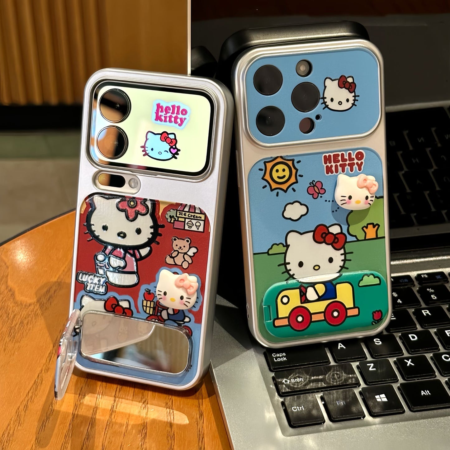 3D Kitty Mirror Stand Phone Case